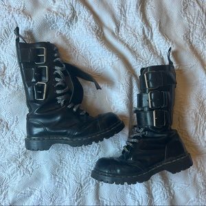 Gripfast Vintage Steel Toe Buckled Lace Up Black Leather Boots 8